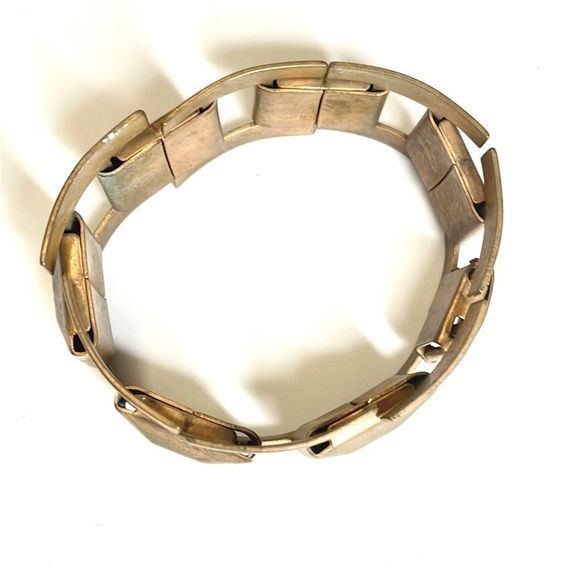 Rectangle Link Copper Tan Thick Metal Bracelet - Picture 2 of 4